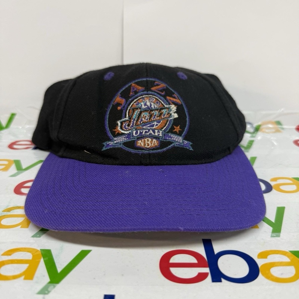 Vintage Utah Jazz Hat Cap SnapBack Black NBA 90s NBA Basketball